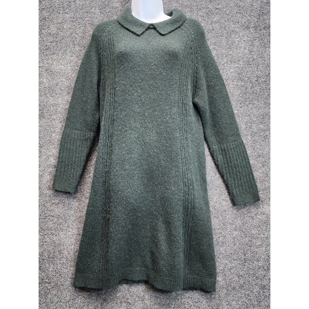Wrap London Baby Alpaca Merino Peter Pan Collar Fuzzy Knit Sweater Dress US 6